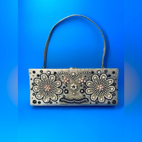 Kate Landry Bags Kate Landry Gray Floral Shoulder Evening Bag